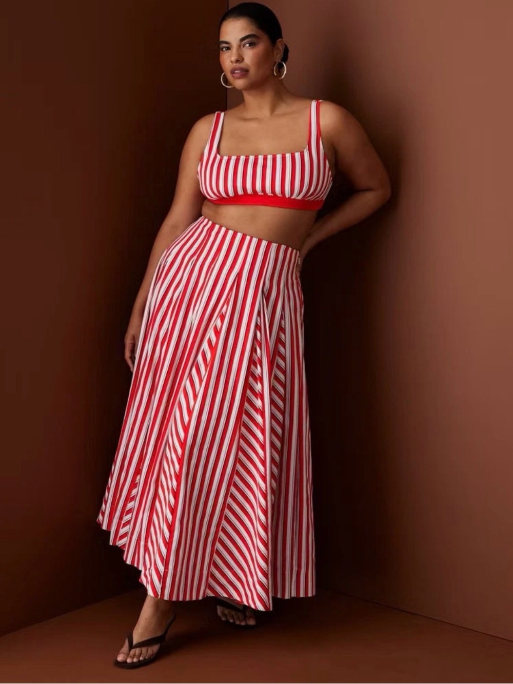 Rosie Assoulin Striped Red and White Maxi Skirt Size 4 NWT